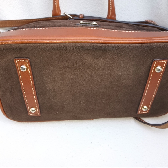 Dooney and Bourke brown suede Darcy satchel - Picture 8 of 10